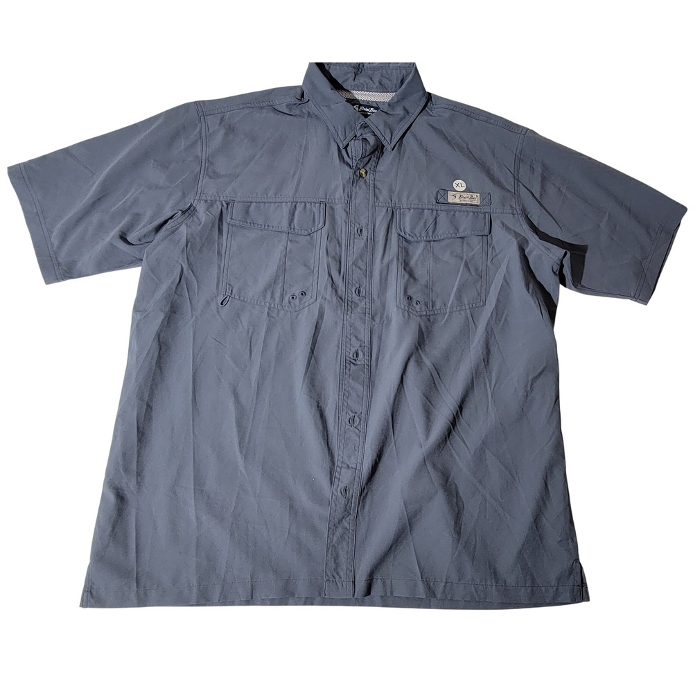 Bimini Bay Outfitters Mens XL Blue Gray Short Sleeve Vented Fishing Shirt